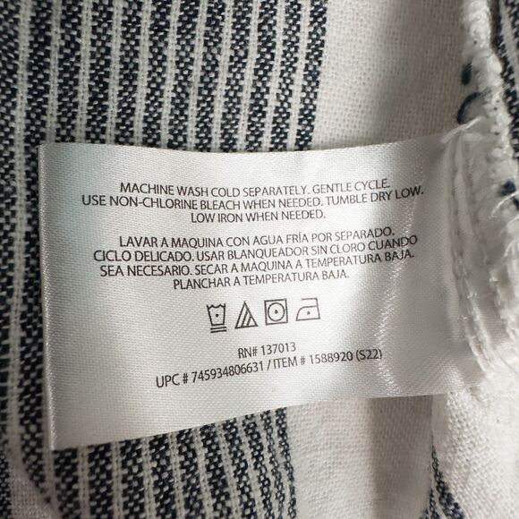 Orvis Striped Linen Blend Long Sleeve Button Up Shirt Womens Large Beach Preppy - Picture 15 of 16